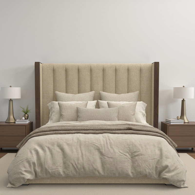Dipson Upholstered Wingback Bed, California King (Mid), Flax Revolution®