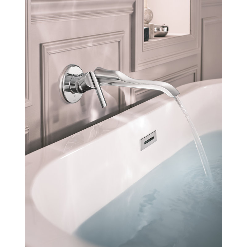 Doux Single Handle Wall Mount Tub Filler High Flow Tub Faucet With 10" Spout Reach, Matte Black