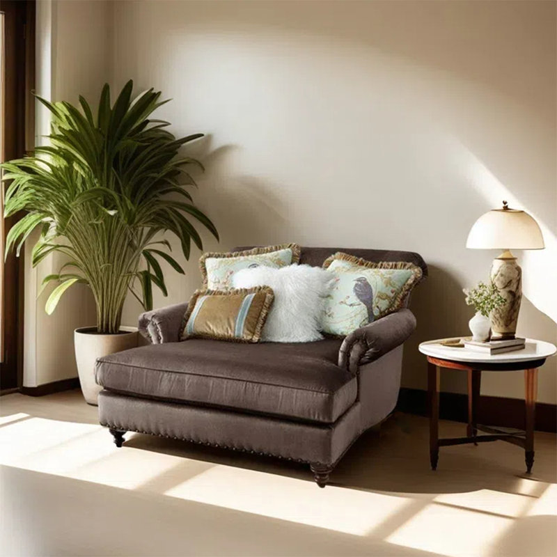 Chaise longue en flanelle élégante et décontractée, Café clair