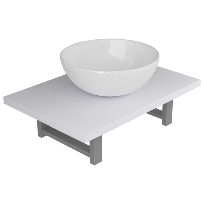 Lindford 600mm Single Bathroom Vanity with Vessel Ceramic Basin, White, White