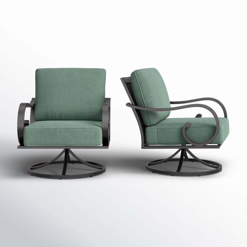 Chaise de patio pivotante avec coussins Aleira, Sarcelle