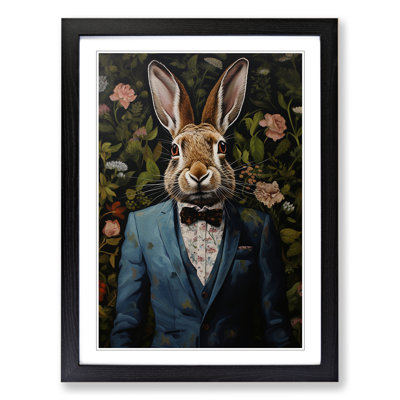 Hare In A Suit Painting No.4 - Single Picture Frame Print on Wood