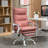 Pink Microfiber Computer Chair With Heating & 6 Vibration Points, Armrest And Footrest Desk Massage Points Heat, For Relaxation