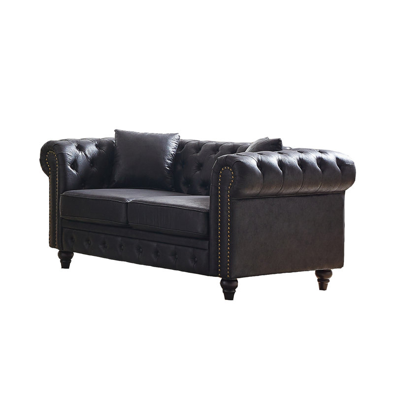 Canapé Chesterfield de style contemporain 63,5 "FX, Tissu noir