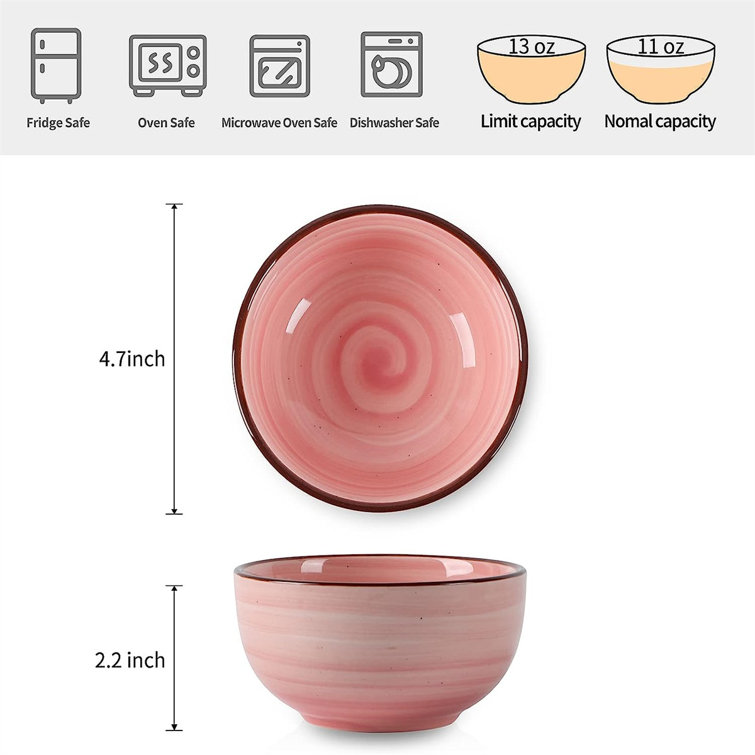 getstar Dessert Bowls, 4.5 in 10 oz Small Porcelain Bowl Set of 6,  Microwave & Dishwasher Safe Ceramic Bowls for Ice Cream, Side Dishes,  Snacks 