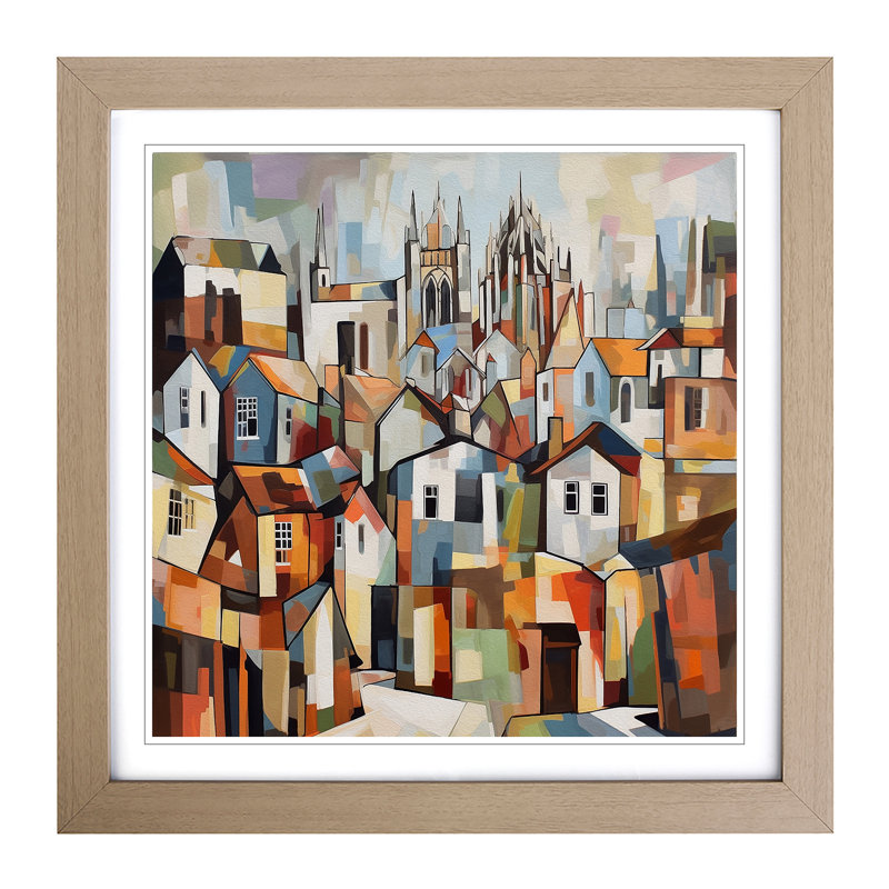 City Of Canterbury Cubism No.1 - Framed Print, Oak