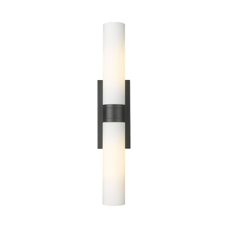 Amalle - 2 Light 11" Wall-mounted Bath Vanity Light, White, Matte Black, 3" H x 24" W x 3.88" D