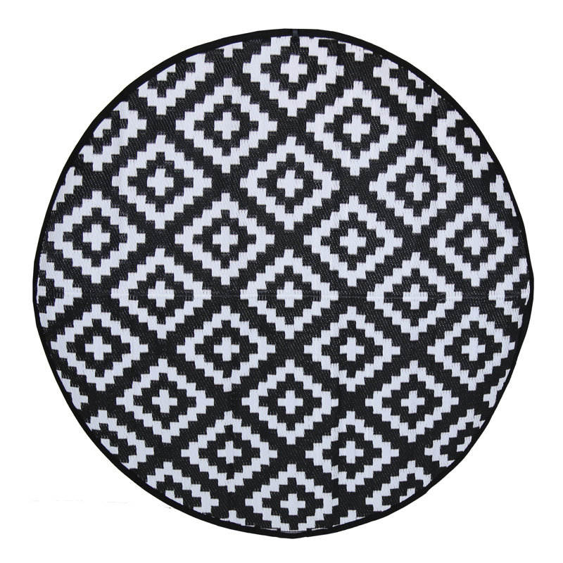  Flatweave Black Rug, Round 150 cm
