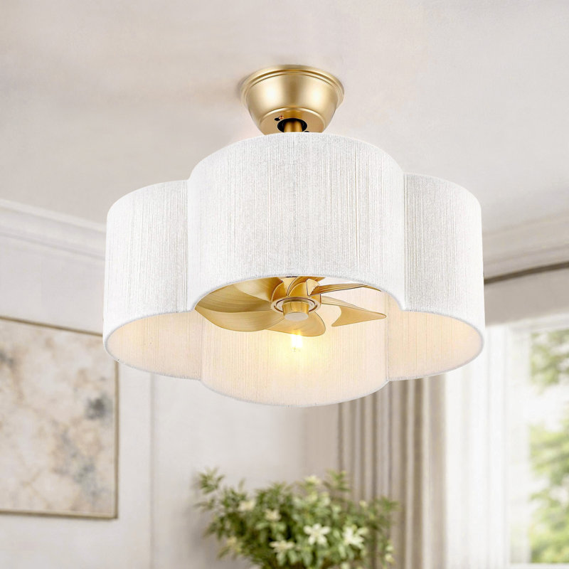 Ventilateur de plafond en corde festonnée 19,7 "avec ensemble d'éclairage et télécommande