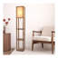 Lampe sur pied avec tablette et abat-jour en bois naturel Pinnacle