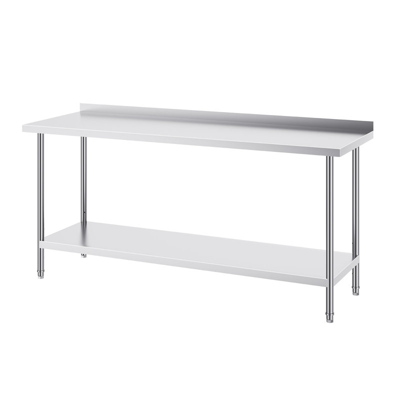Table de travail en acier inoxydable avec cloison arrière, tablette réglable, H 36 po x l 72 po x P 24 po