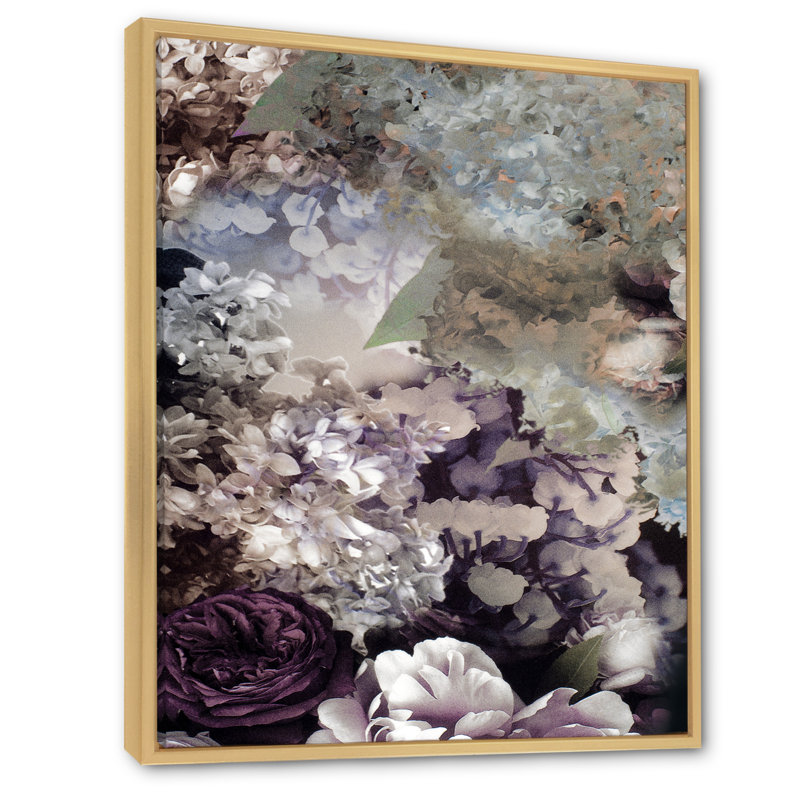 Tissu grung rose pâle en soie - reproduction sur toile, H 32 po x l 16 po, Cadre flottant brun
