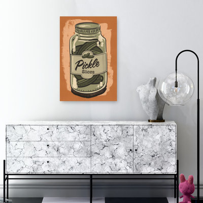 Vintage Pickle Jar Retro Rustic Vintage Wall Art Print by Nicholas - Wrapped Canvas Print