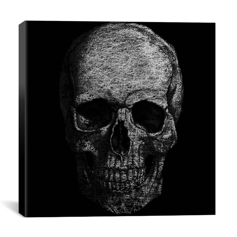 Albree Modern Skull Fibers, impression sur toile, H 12 po x l 12 po x P 0,75 po, Toile tendue, Pas de tapis
