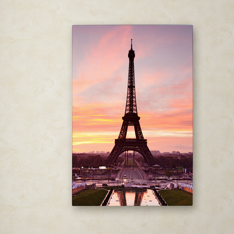 Sunset Eiffel Tower Framed Canvas Art 20" x 25"