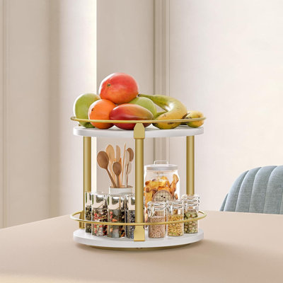 Lazy Susan Organizer, Rotating Spice Rack, 2 Tier Spice Turntable Organizer, Industrial Turntable Spice Holder, For Kitchen Countertop And Cabinet, Co -  17 Stories, 2CD2A16C438A41538DF349550E900F88