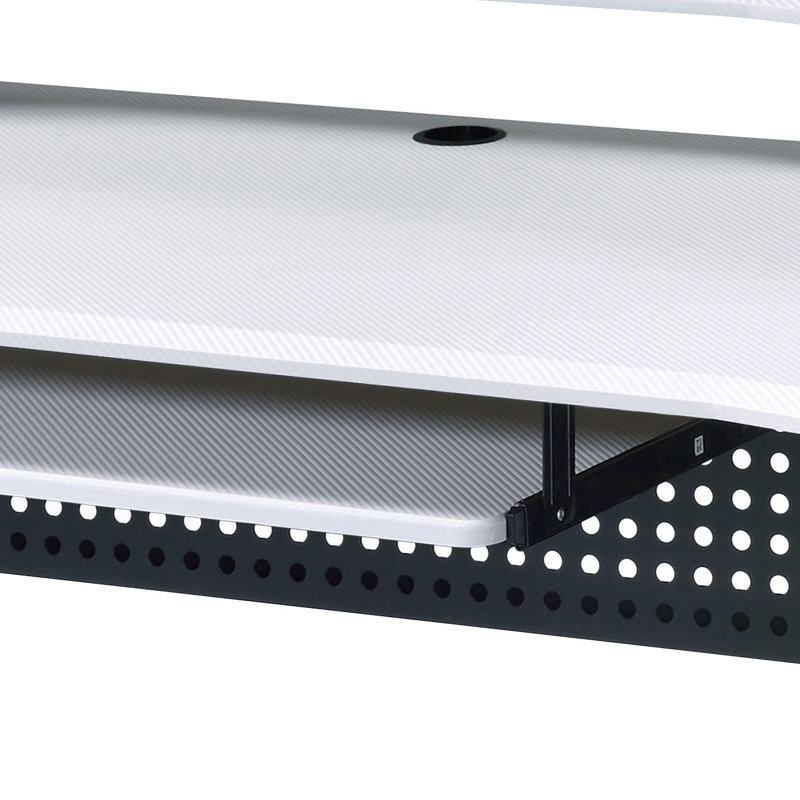 Bureau de jeu Ahad avec prises intégrées, Blanc / noir