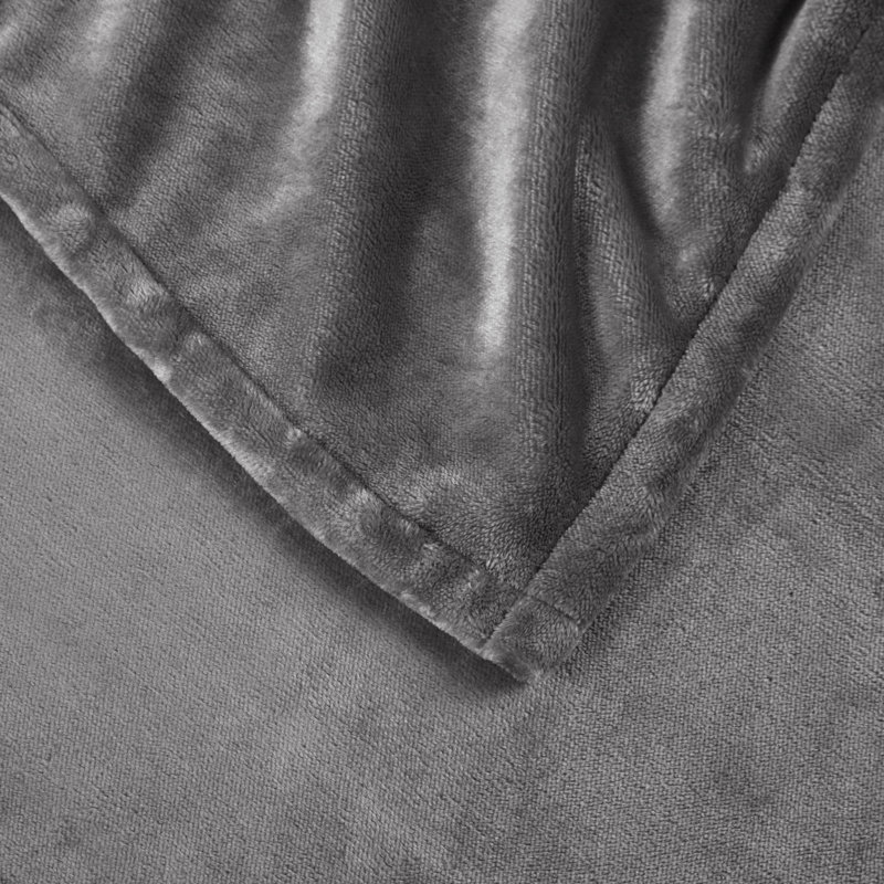Plush Heated Blanket, Dark Grey, King