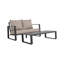 Ensemble de table basse et de fauteuil en aluminium avec coussins gris Jm 9017. Style moderne et élégant avec coussins, idéal pour le salon, la terrasse ou l'extérieur.