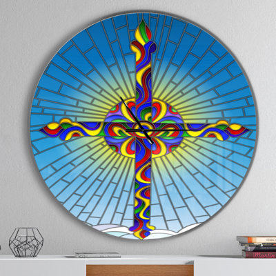 Sainte croix lumineuse dans un ciel bleu - horloge murale moderne