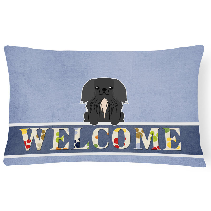 Coussin Pekingnese Welcome, Noir
