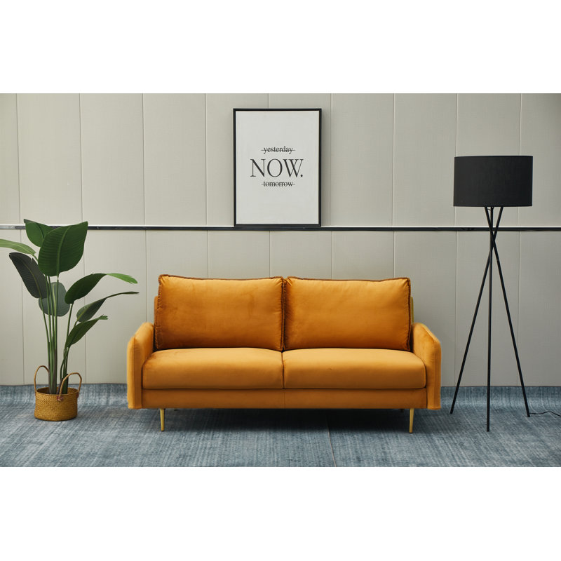 Emteas 57.3'' Velvet Loveseat, Ginger Velvet, 34" H x 57.3" W x 32" D
