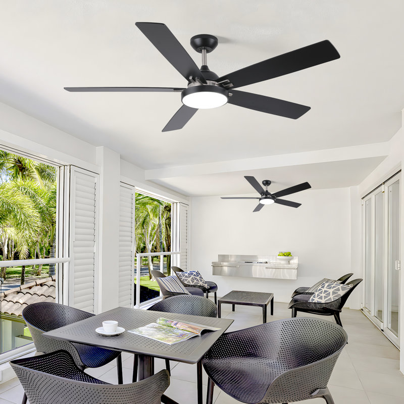 60 Inch Ceiling Fan With Remote, Led Light, Reversible Motor – Dual-finish