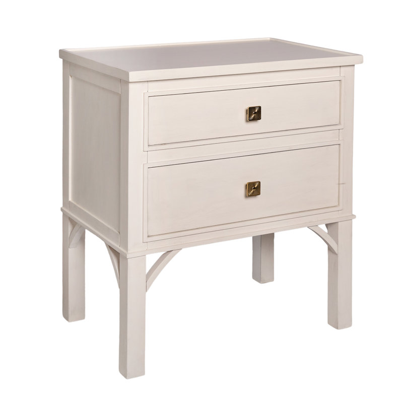 Jackie 2 - Drawer Solid Wood Nightstand, Antique White