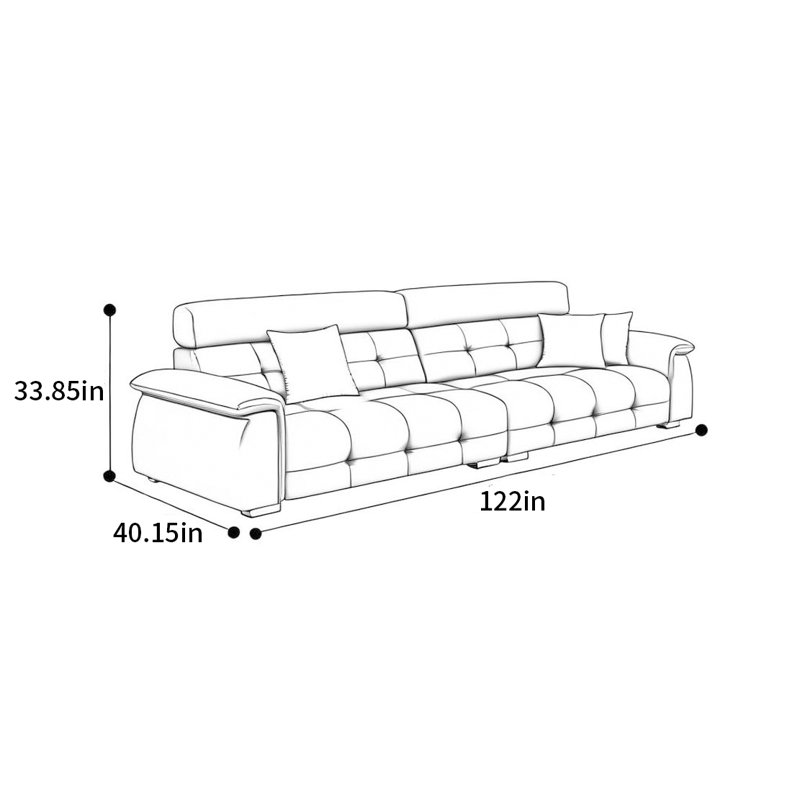 Canapé droit italien, H 33,85 po x l 122 po x P 40,15 po, 5