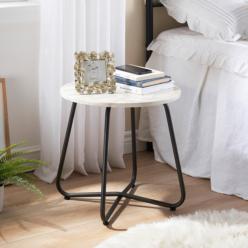 Artemus End Table, White/Black