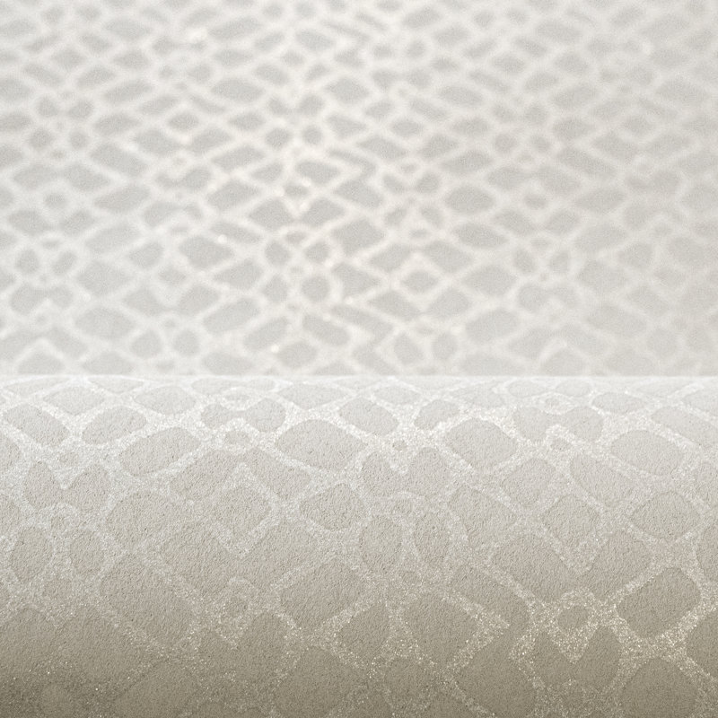 Slow Living Metallic Geometric Motif Wallpaper Roll, Rosy Gray