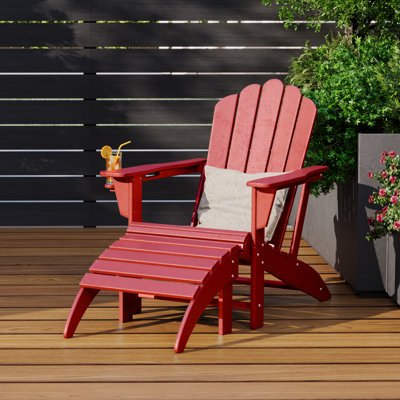 Outdoor Poly Adirondack Chair With Ottoman