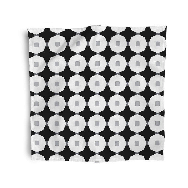 Laografias Polyester Geometric Square Napkin, Black