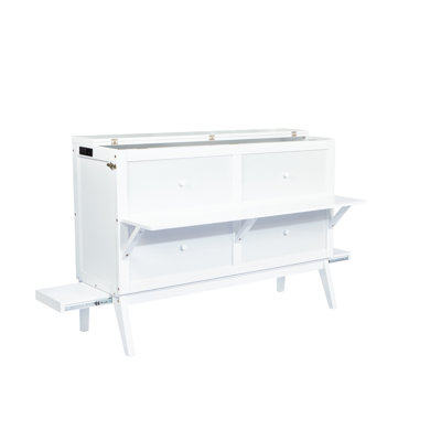 Lit escamotable avec port USB et tablettes amovibles de chaque côté