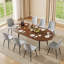 Ensemble de salle à manger extensible en bois, de forme ronde à ovale, de style moderne du milieu du siècle, composé de 7 pièces et de chaises rembourrées.-546181132