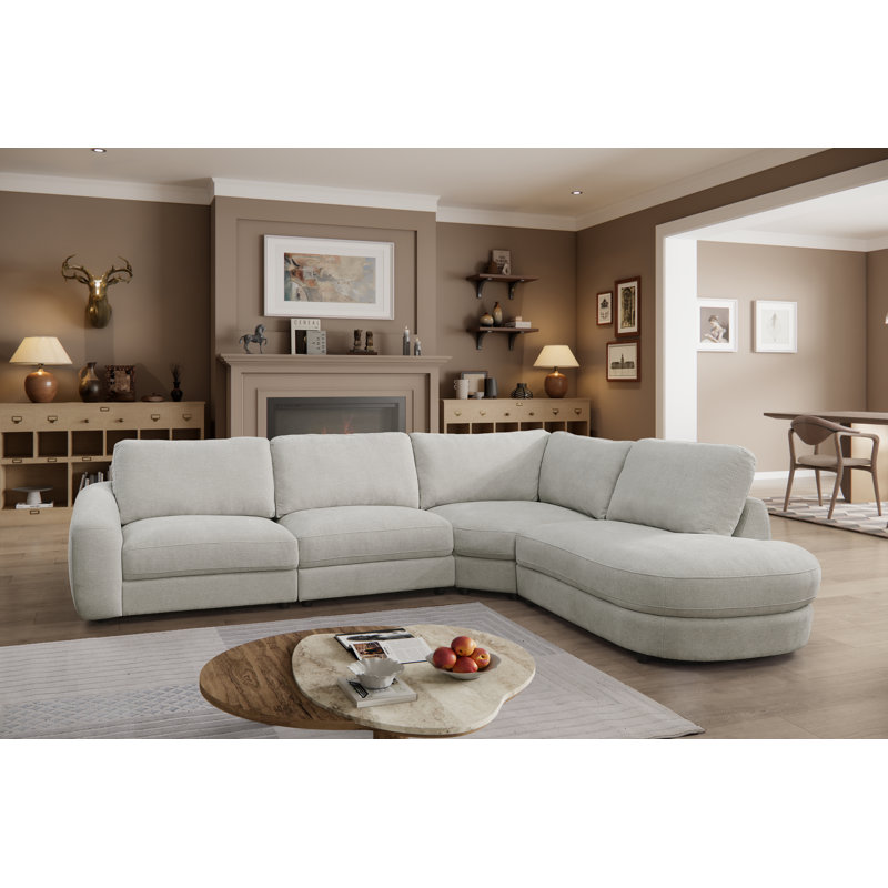 Modern Style Wedge Chaise Sectional, Frost Gray