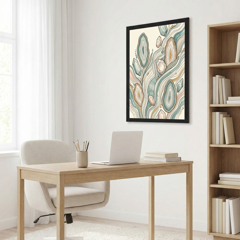 Art mural toile sarcelle et cristal rose, 36"H x 24"W