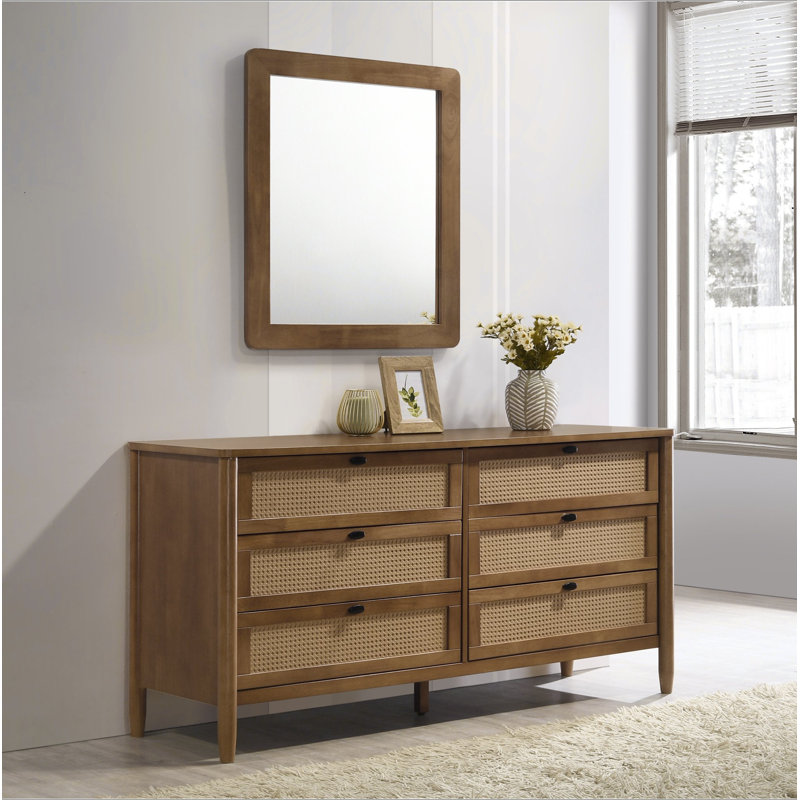 Commode 6 tiroirs avec miroir Vichy