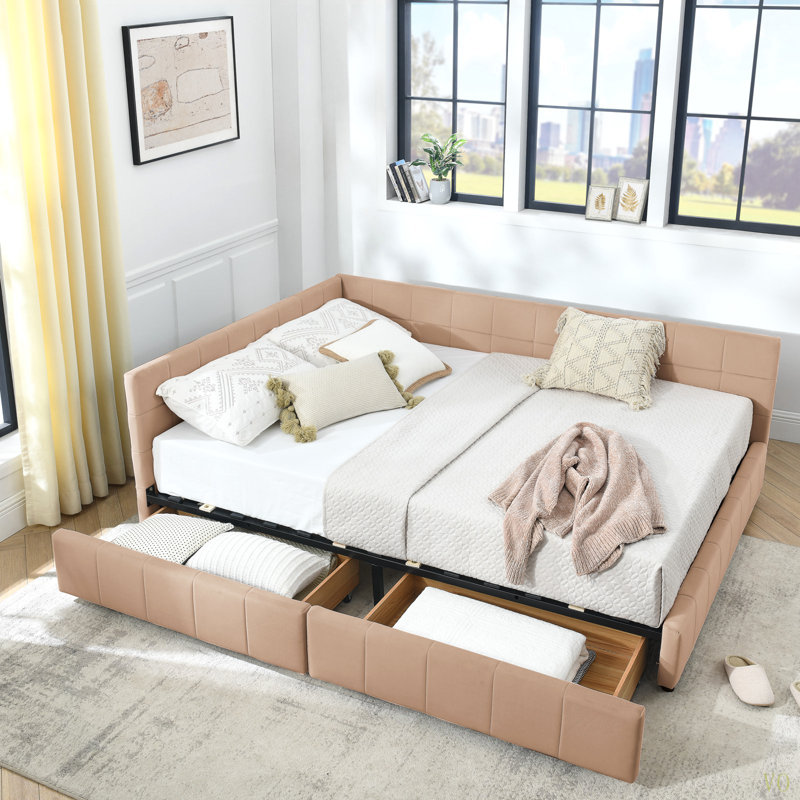 Queen Size Storage Upholstered Tufted Bed Frame, Sofa Bed Frame With Comfortable Backrest And Armrests, Queen Size Bed For Bedroom, Living Room,Velvet(85.5''*64.5''*29.5'')