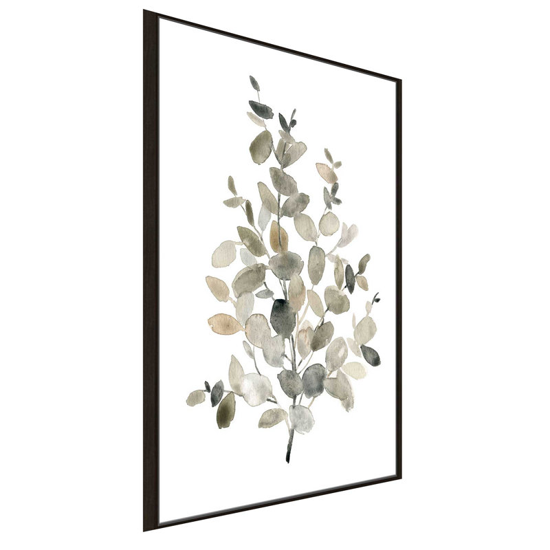 " Neutral Eucalyptus II " Painting Print, 39.5" W x 63.5" H, Brown Framed