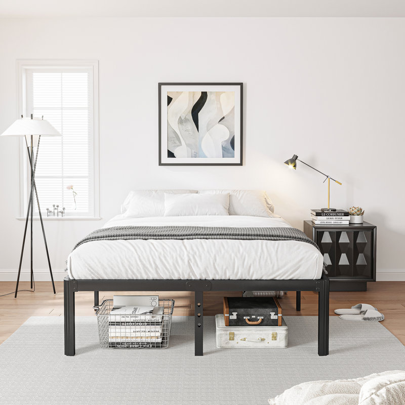 Roseann 18'' Heavy Duty Steel Platform Bed Frame with Round Corners, No Box Spring Needed, Noise Free, Queen