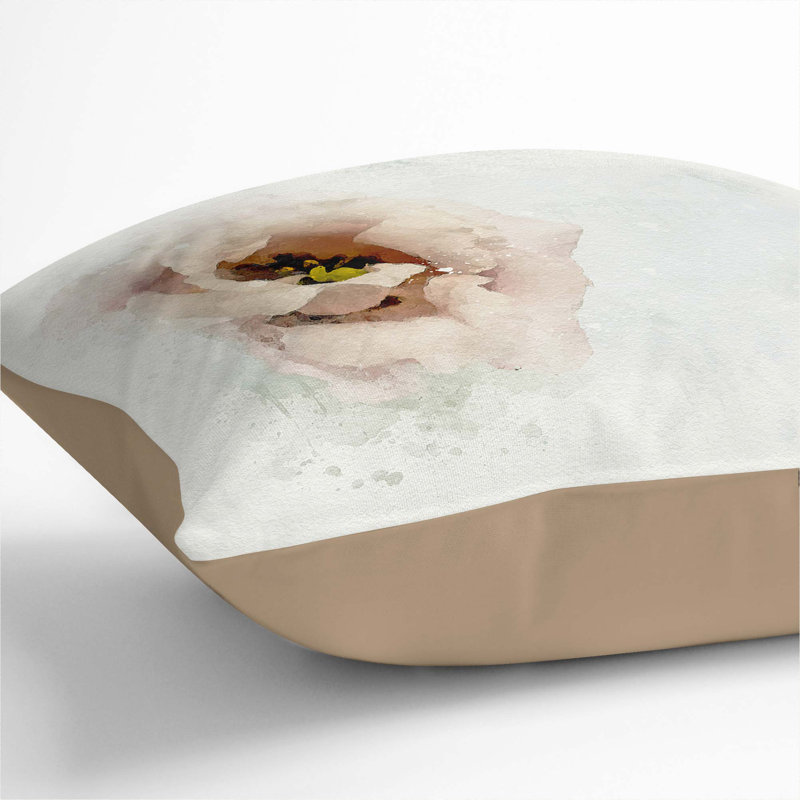 Floral Square Throw Cushion, Stone, 55cm H x 55cm W x 20cm D