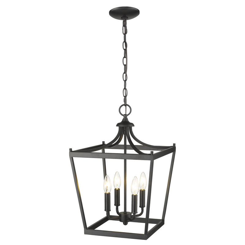 Luminaire suspendu géométrique à 4 lumières Rancourt, Noir mat