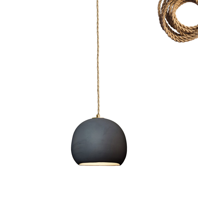 Luminaire suspendu 1 lumière, Laiton, Noir mat, H 100 po x l 5 po x P 5 po