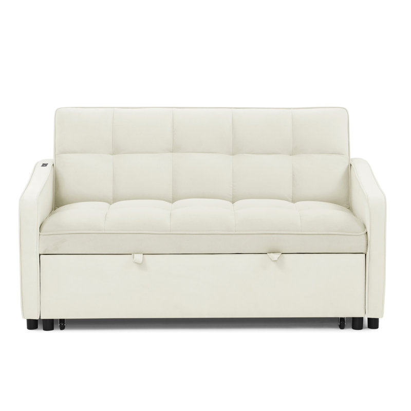 Lit en velours beige, dossier réglable, charge, 2 espaces en velours escamotable, surface de chargement polyvalente, Beige