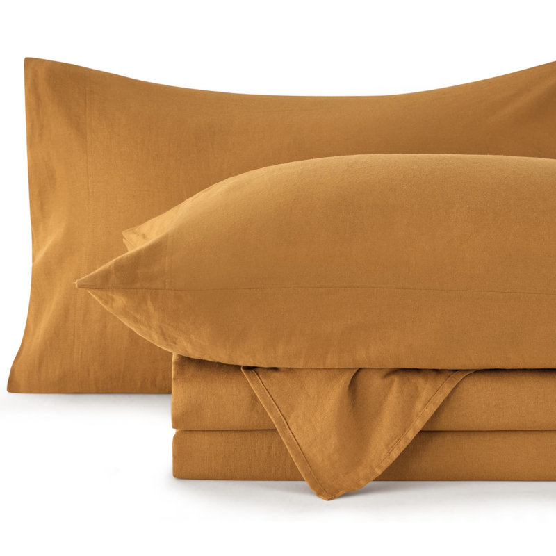 Draps en mélange de coton et lin Essential Essentials pour toutes les saisons, Gingembre miel