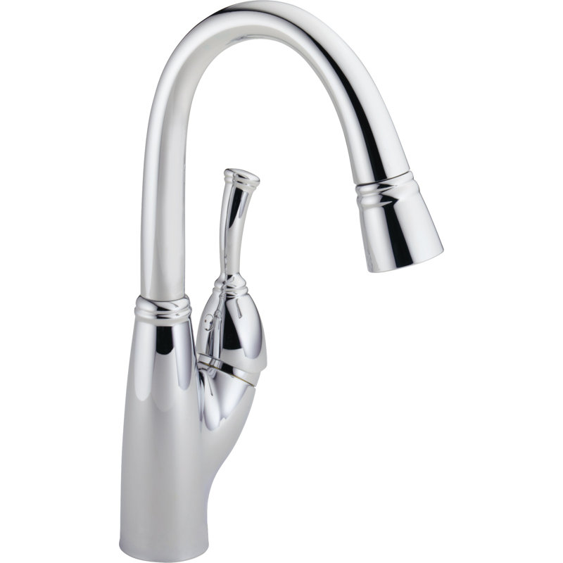 Robinet de bar rabattable avec pulvérisation coulissante et® magnatite et technologie diamond seal Allora, Chrome