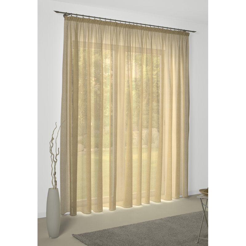 Quaniece Semi Sheer Single Curtain Panel, 245cm H x 135cm W, Terra