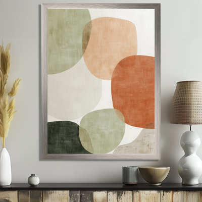 Orange Minimalism With Simple Shapes Of Green - Minimalism Wall Art, Orange Minimalist Canvas Print