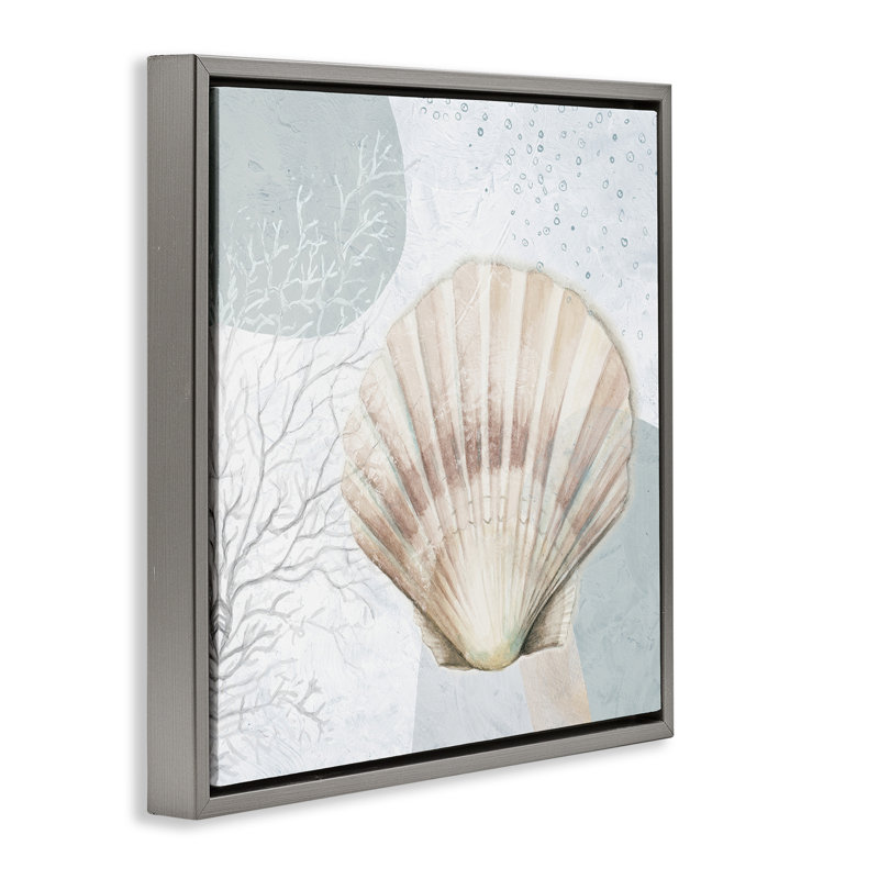 «Seashell Circle», art mural encadré flottant par Patricia Pinto, Cadre flottant gris lustré, H 18 po x l 18 po